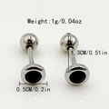 Silver titanium steel barbell stud earring with size specs 1.3cm length and 1g weight - Silver/Black