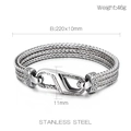 Detailansicht Herren Edelstahl Drachenknochen Armband mit genauen Abmessungen - Edelstahl Geflochtener Stil (KB152111-KJX)