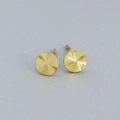 Polished gold round stud earrings with sunburst texture in S925 sterling silver - 925 Silver / Gold