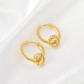 Vintage gold twisted hoop earrings with zircon accents on soft white silk background - Twisted Rope Gold Hoop Earrings (仿金A-391)