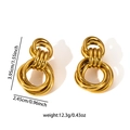 18K gold plated hollow geometric spiral earrings in 304 stainless steel with dimensions - E0711 (Gold/Geometric Hoop Entwinement)
