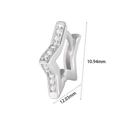 Silver star-shaped hoop earrings with white zircon stones and dimensional size markings - #21 Pave Star Style