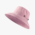 Stylish pink wide brim sun hat for women with decorative metal buckle and stitched edge - Adjustable / Pink