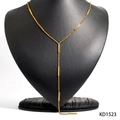 Gold minimalist stainless steel Y-shaped necklace featuring polished rectangular bars - Gold Necklace (KD1523)