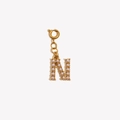 18K gold plated stainless steel letter N pendant with white pearls and spring clasp - Letter N