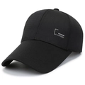 Schwarze Herren-Baseballkappe, schnelltrocknend, mit verlängerter Krempe und Logo-Print - Verstellbar / Schwarz