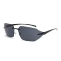 Fashionable rimless irregular grey sunglasses with sleek black temples and UV protection - Black