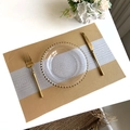 Elegant rectangular PVC placemat in gold and silver weave with premium dining set - 30*45cm / Gold Jacquard