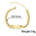 Golden stainless steel chain bracelet with rectangular blank bar, 18+5cm length, 14g - 18+5cm / Men's Bracelet (Gold) with Extension Chain