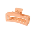 Detail view of large 13cm matte peach hair claw clip with durable metal spring - 13CM Rectangular / Light Orange / No Packaging