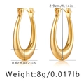 Polished gold drop earrings measuring 2.9cm in height with 8g lightweight design - Gold Mirror Finish U-Shaped Drop Earrings-Large (KE01211-2大)