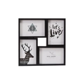 Cadre photo collage noir moderne à 4 ouvertures pour décoration murale et de table - Noir / 28*28*3cm