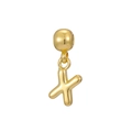 Macro view of a 3D bubble-style letter X gold pendant with a polished shiny metallic finish - Letter X