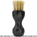 Spazzola per scarpe in legno nero a forma di zucca con setole beige e fitte - Spazzola a zucca nera (A-108)