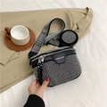 Borsa a sella nera con strass, tracolla larga e piccolo astuccio rotondo - Argento
