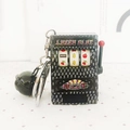 Black mini slot machine keychain with red lever and round bell charm for gambling fun - Carbon Black Fruit Machine + Black Bell / 1000 Minimum Order