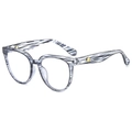 Retro-Brille mit grauem Marmormuster und eleganten goldenen Metalldetails am Bügel - Grau Gestreifter Strukturierter Rahmen Anti-Blaulicht / Grau Gestreift