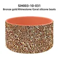 Sparkling coral silicone boot for tumblers with embedded bronze rhinestones - Bronze Gold Rhinestone/Coral Orange Sleeve