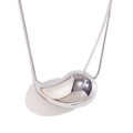 Polished silver bean drop pendant necklace in minimalist stainless steel finish - 40+5cm / Hollow Waterdrop Comma Snake Chain Necklace / Steel