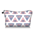 Close-up of evil eye pattern makeup bag with black zipper and reflective surface - Pink Blue Pop Art Eyes