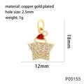 Nahaufnahme des vergoldeten Sternanhängers mit Zirkonia und roter Weihnachtsmütze - P00155-Stern Mit Weihnachtsmütze