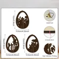 Addobbi pasquali in legno con coniglietti e uova, ganci in metallo e misure dettagliate - Set di 3 Decorazioni Sospese di Pasqua in Legno Intagliato (Y26Y90063_Q)
