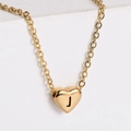 18k gold plated heart necklace with embossed letter J on a minimalist stone base - Letter J