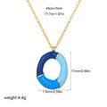 Stainless steel round necklace with blue enamel tri-color pendant and gold-plated chain - Letter O