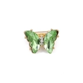 Elegant gold butterfly brooch with faceted grass green crystals and white diamonds - Style 46/Grass Green Transparent Crystal