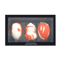 Set mit 3 Marmor-Make-up-Schwämmen in Tropfenform und schräg geschnittener Form - Orange-Weiß Marmor Kombination aus Wassertropfen Kürbis und Schrägschnitt