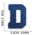 Blue chenille towel letter D patch with size dimensions 7cm x 5.2cm for bags - Blue-Letter D