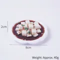 8cm miniature food model of sliced tofu with sauce on a white scalloped plate - Tofu Salad / 8cm Torch Plate