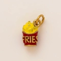 Macro shot of 18K gold plated stainless steel heart fries pendant with red enamel finish - French Fries Pendant
