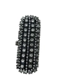 Mini crossbody lipstick bag featuring black metal finish and sparkling rhinestones - A029 Style / Black