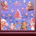 Pink gingerbread man and Santa static window decals for Christmas glass decor - Set of 7 BQ610+612+613+614+615+616+617