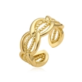 Elegante anello aperto placcato oro con trama a corda intrecciata e design regolabile - Aperto Regolabile / Oro