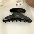 Pince à cheveux noire brillante en acétate avec texte doré pour cheveux épais - 9cm / Noir