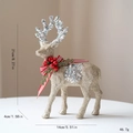 Glittery gold Christmas reindeer figurine with silver sequins and pine needle bow detail - Style B Champagne Gold Reindeer