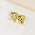Goldene Leopardenkopf-Ohrringe mit grünen Zirkonia-Augen und weißen Mikropavé-Steinen - Grünäugiger Leopard-Kopf (ES2731绿锆狼)