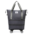 Dark grey expandable travel bag with universal wheels and waterproof nylon fabric - Gray