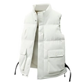Gilet imbottito bianco da uomo con collo alto e doppia chiusura in stile urban minimalista - M / Bianco Sporco