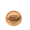 Matte khaki hollow oval hair clip on wooden tray for minimalist daily styling - Matte Camel