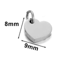 8x9mm heart-shaped polished stainless steel charm pendant for DIY jewelry making - Heart Shape (8x9mm) / Steel