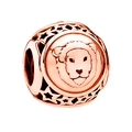 Rose gold zodiac Leo lion charm bead with cutout stars for DIY jewelry bracelets - Leo / Rose Gold