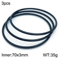 Three pieces of 70x3mm black layered titanium steel bangles with high-quality plating - 3Pcs Set-Black (KB181569-KFC)