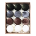 Set di 12 palline di Natale in velluto verde, grigio, marrone e bianco in confezione - 6CM/Set da 12 / Verde militare+Grigio+Marrone+Crema