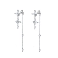 Eleganti orecchini a farfalla in argento S925 con nappe lunghe e zirconi brillanti - Argento