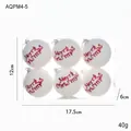Set di 6 palline di Natale bianche floccate con scritta Merry Christmas rossa in box - Lettere Rosso Bianco / Set da 6