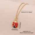 Collana con ciondolo a forma di coccinella dorata in smalto rosso e nero con misure - Stile Mini Coccinella Squisito (9#)