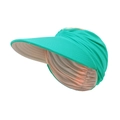 Women's summer UV protection mint green sun hat with foldable wide brim and elastic strap - One Size / Lake Green+Champagne